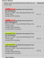 ecommerce web site solution offering different shipping methods.