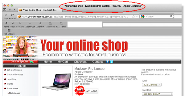 title tags for ecommerce websites